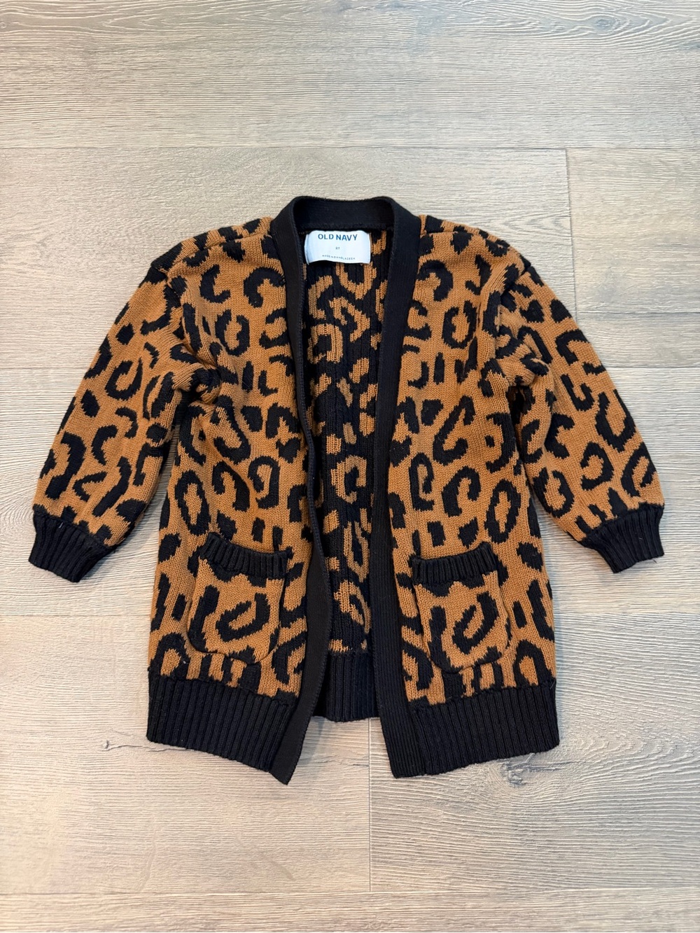 Old Navy Leopard Cheetah Print Knit Cardigan Sweater Kids Girls